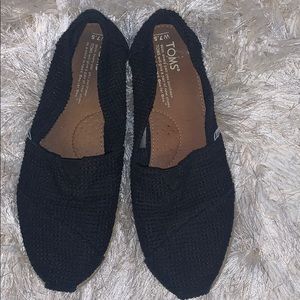 Black Woven Toms Slip Ons Size 7.5